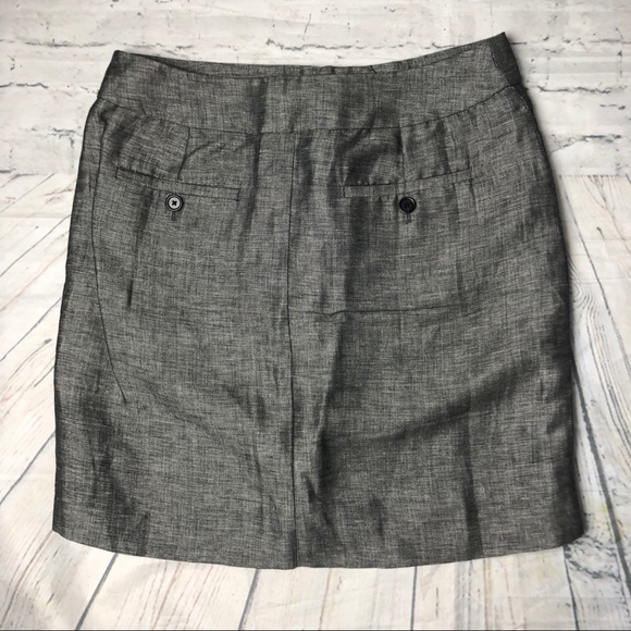 LOFT Metallic Gray Side Pocket Skirt Size 2 - Picture 2 of 5
